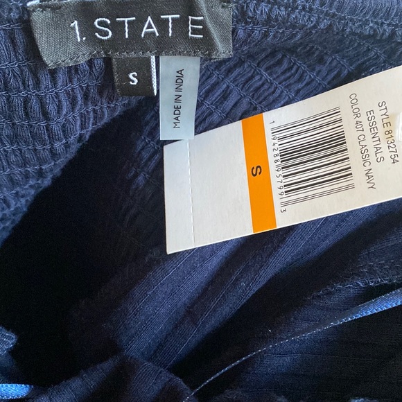 1. STATE Ruched Rib Knit Halter Maxi Dress, Navy Blue, Size Small, NWT - Picture 5 of 7